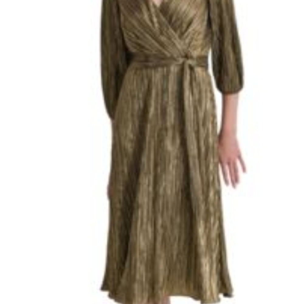 FLASH SALE- DKNY Metallic Gold Midi Dress
